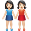 women holding hands: light skin tone on Apple