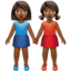 women holding hands: medium-dark skin tone on Apple