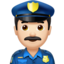 man police officer: light skin tone on Apple