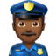 man police officer: medium-dark skin tone on Apple
