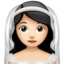 woman with veil: light skin tone on Apple