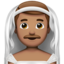 man with veil: medium skin tone on Apple