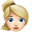 woman: light skin tone, blond hair on Apple