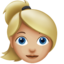 woman: medium-light skin tone, blond hair on Apple