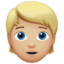 person: medium-light skin tone, blond hair on Apple