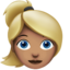 woman: medium skin tone, blond hair on Apple