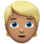 person: medium skin tone, blond hair on Apple
