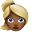woman: medium-dark skin tone, blond hair on Apple