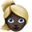 woman: dark skin tone, blond hair on Apple