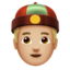 person with skullcap: medium-light skin tone on Apple