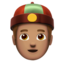 person with skullcap: medium skin tone on Apple