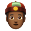 person with skullcap: medium-dark skin tone on Apple