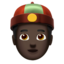 person with skullcap: dark skin tone on Apple