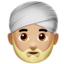 man wearing turban: medium-light skin tone on Apple