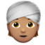 person wearing turban: medium skin tone on Apple