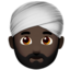 man wearing turban: dark skin tone on Apple