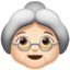 old woman: light skin tone on Apple
