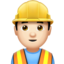 man construction worker: light skin tone on Apple