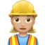 woman construction worker: medium-light skin tone on Apple