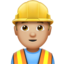 man construction worker: medium-light skin tone on Apple