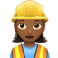 woman construction worker: medium-dark skin tone on Apple