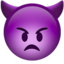 angry face with horns on Apple