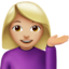 woman tipping hand: medium-light skin tone on Apple