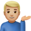 man tipping hand: medium-light skin tone on Apple