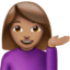woman tipping hand: medium skin tone on Apple