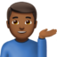 man tipping hand: medium-dark skin tone on Apple