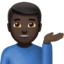 man tipping hand: dark skin tone on Apple