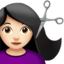 woman getting haircut: light skin tone on Apple