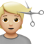 person getting haircut: medium-light skin tone on Apple