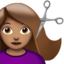 woman getting haircut: medium skin tone on Apple