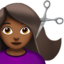 woman getting haircut: medium-dark skin tone on Apple