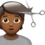 person getting haircut: medium-dark skin tone on Apple