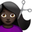 woman getting haircut: dark skin tone on Apple