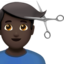 man getting haircut: dark skin tone on Apple