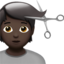 person getting haircut: dark skin tone on Apple