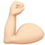 flexed biceps: light skin tone on Apple