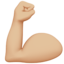 flexed biceps: medium-light skin tone on Apple