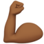 flexed biceps: medium-dark skin tone on Apple