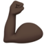 flexed biceps: dark skin tone on Apple
