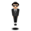 person in suit levitating: light skin tone on Apple