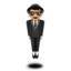 person in suit levitating: medium-light skin tone on Apple