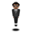 person in suit levitating: medium skin tone on Apple