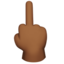 middle finger: medium-dark skin tone on Apple