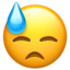 downcast face with sweat on Apple