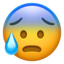 anxious face with sweat on Apple