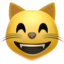 grinning cat with smiling eyes on Apple